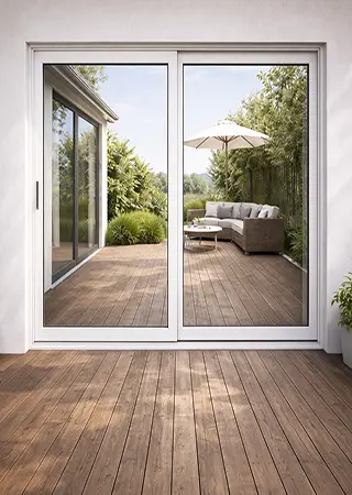 Stumdomos terasos durys – plastikinės stumdomos durys į terasą